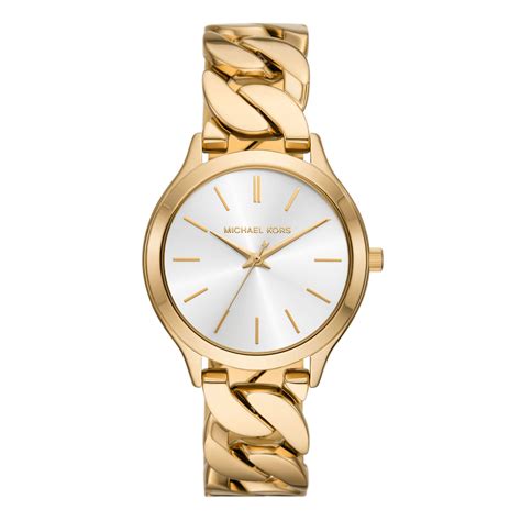 michael kors runway watch gold and white